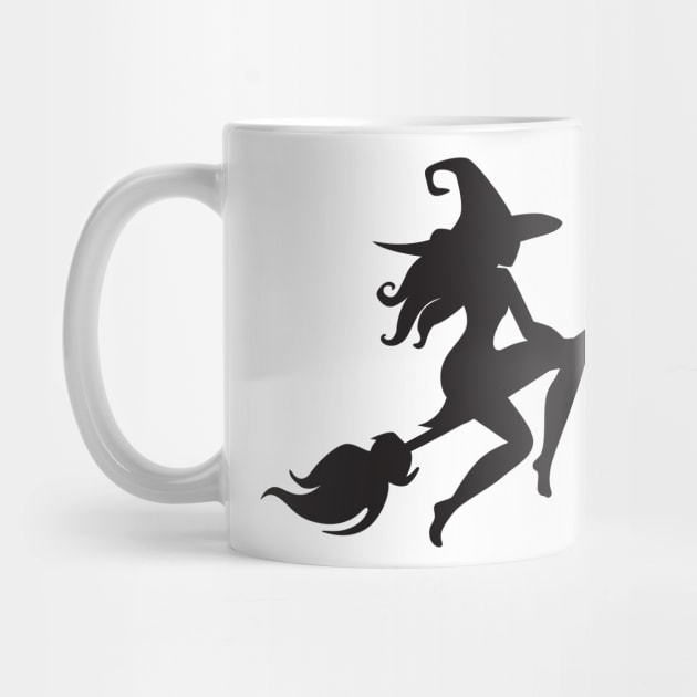 Silhouette of Witch Riding Broom by RavenRarities